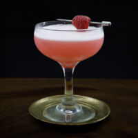 gin, fresh raspberries, fresh lemon juice, egg white